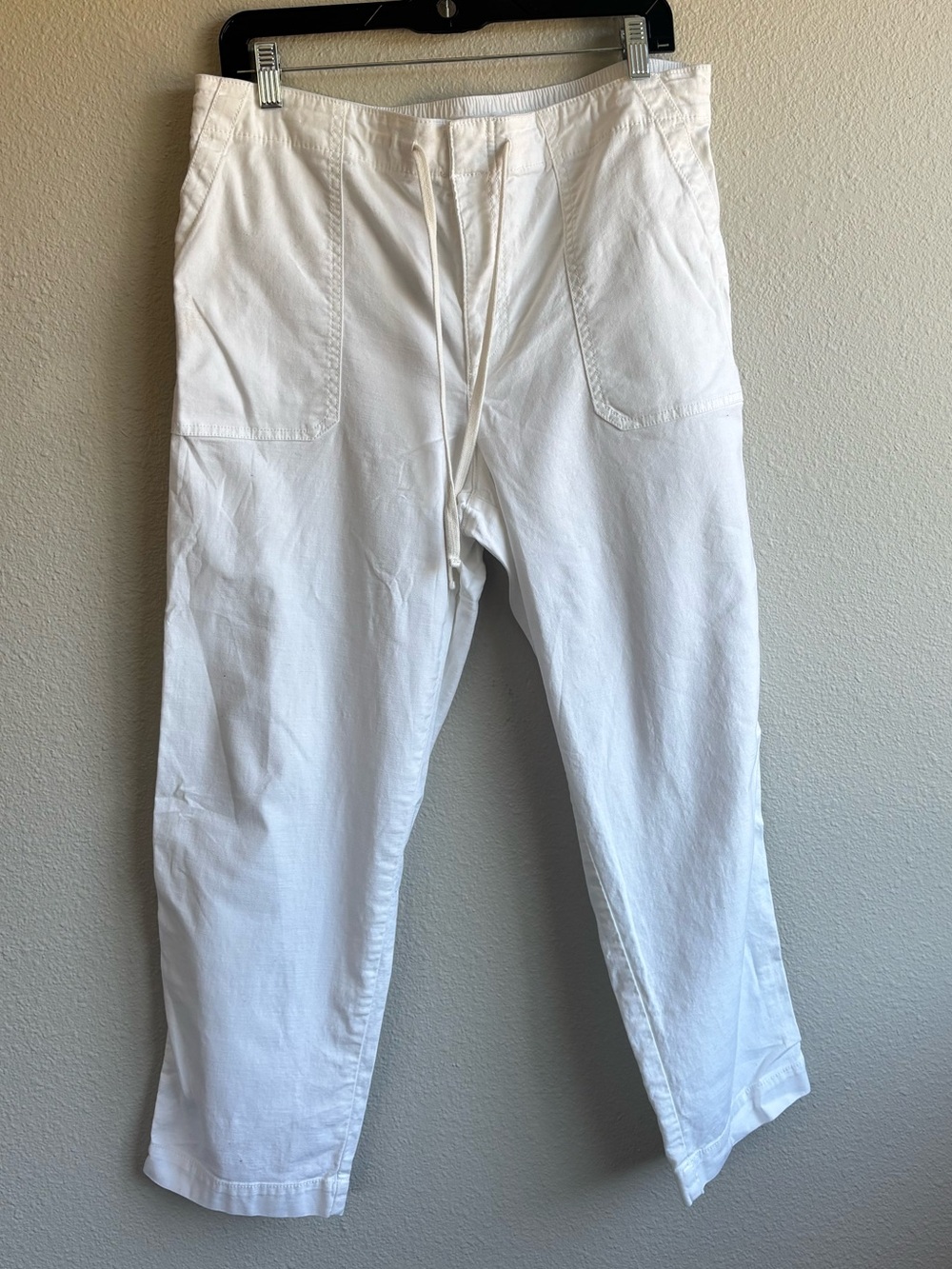 White Drawstring Casual Pants